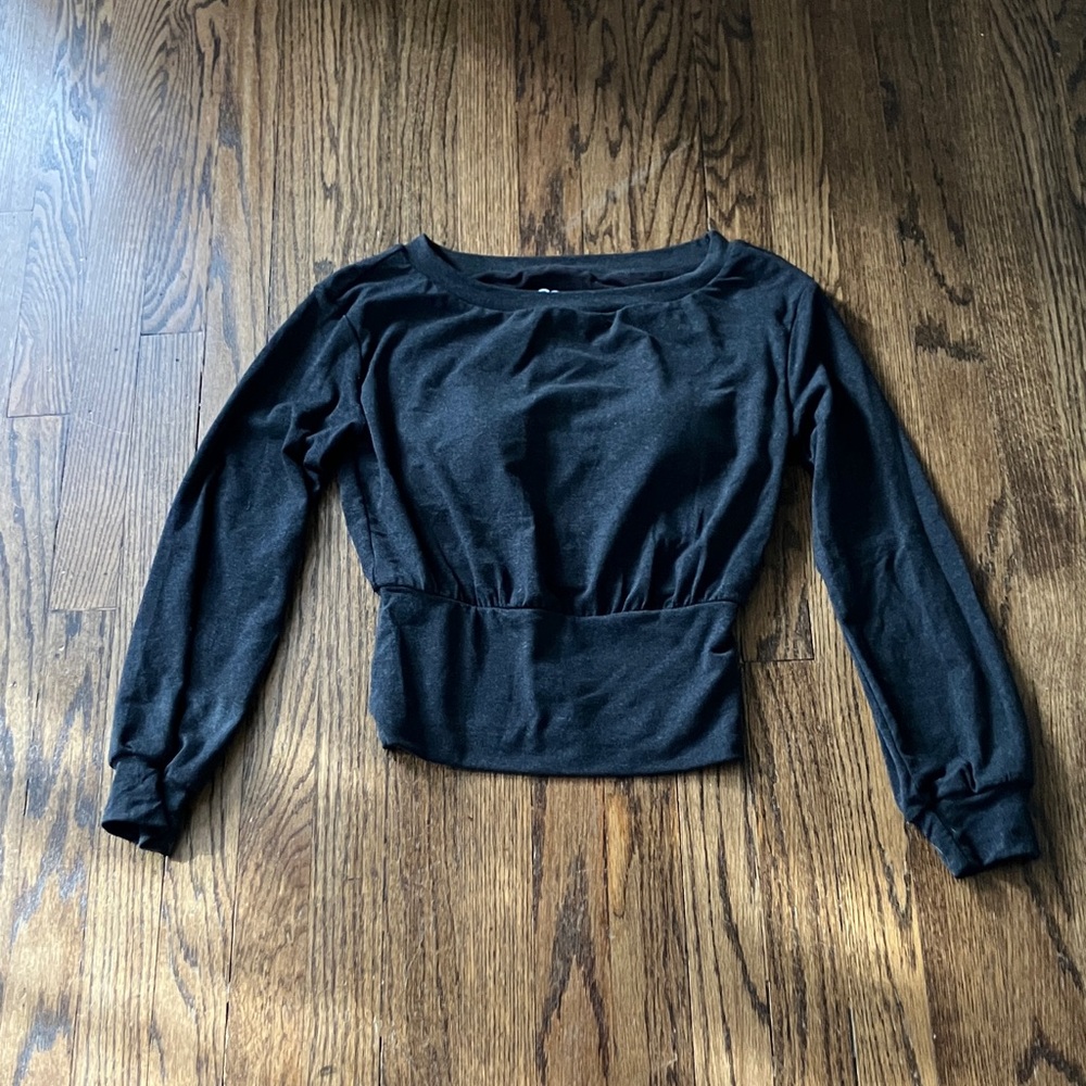 OGL Non-Itchy Wool Blend Boatneck Brami top, Heather Black - Picture 4 of 6